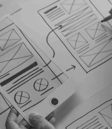 ux Graphic designer creative  sketch planning application process development prototype wireframe for web mobile phone . User experience concept.